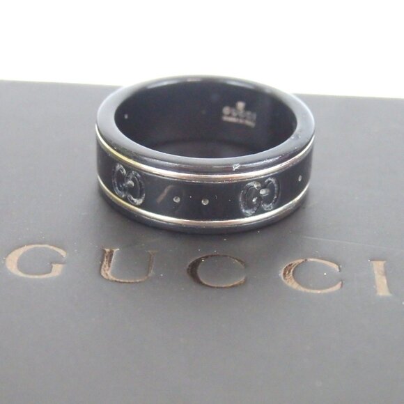 Authentic GUCCI GG pattern icon ring ceramic [Used] - Picture 1 of 9